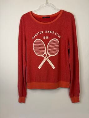 Wildfox Hampton Tennis Club Jumper Pullover Sweatshirt Small Red